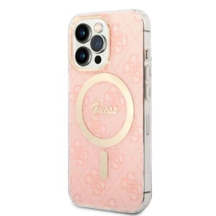 Guess - Guess iPhone 13 Pro Magsafe Skal Print + Trådlös Laddare - Rosa