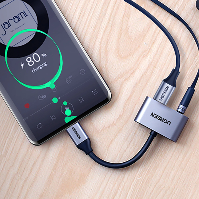 Ugreen - Ugreen Audio Adapter USB-C till USB-C, Miniuttag 3.5 mm - Grå