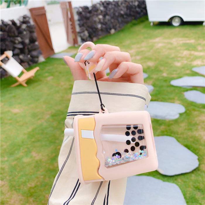 A-One Brand - Airpods 1/2 Skal Boba Milk Tea Glitter - Rosa