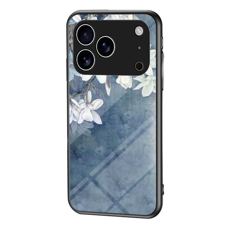 iPhone 17 Pro Max Mobilskal Floral Pattern TPU + Härdat Glas - Blå | 2353 | AlltMobil