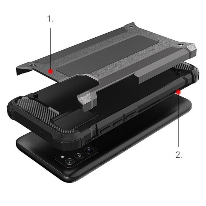 OEM - Galaxy A03s Skal Hybrid Armor Tough Rugged - Svart