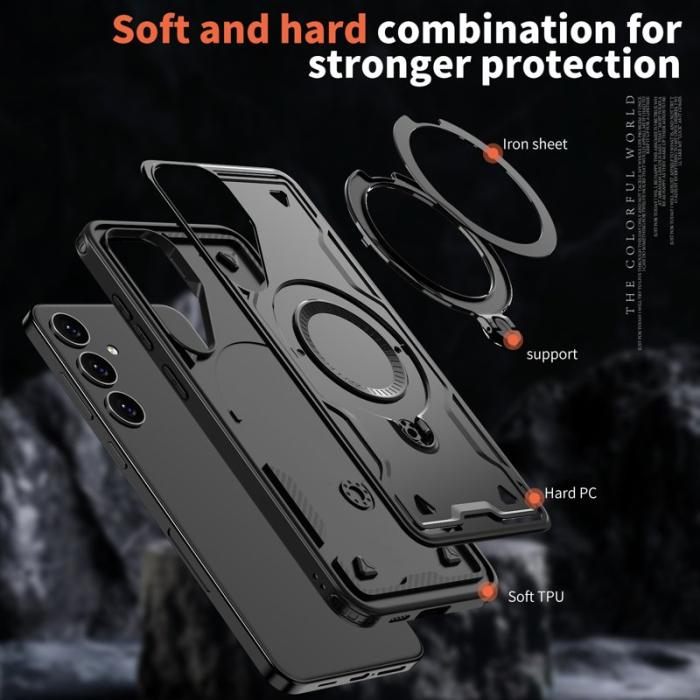 N/A - Mobilskal till Samsung Galaxy S25/S24 Plast Militärskydd Kickstand - Svart