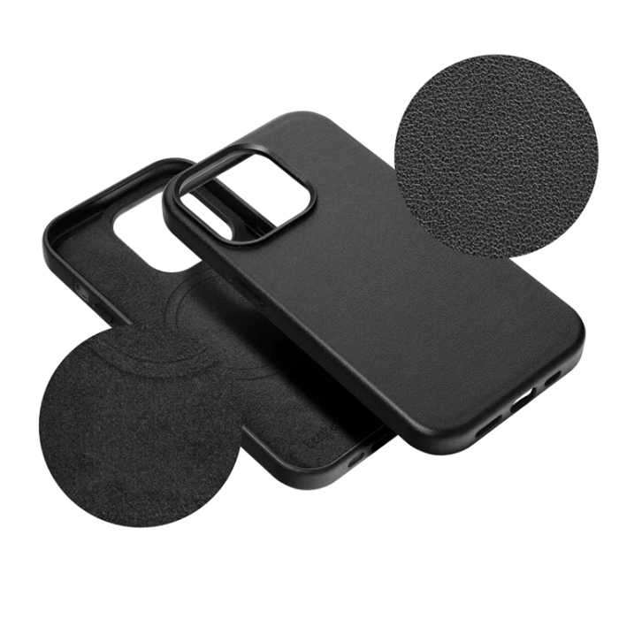 OEM - iPhone 15 Plus Mobilskal Magsafe Läder - Svart