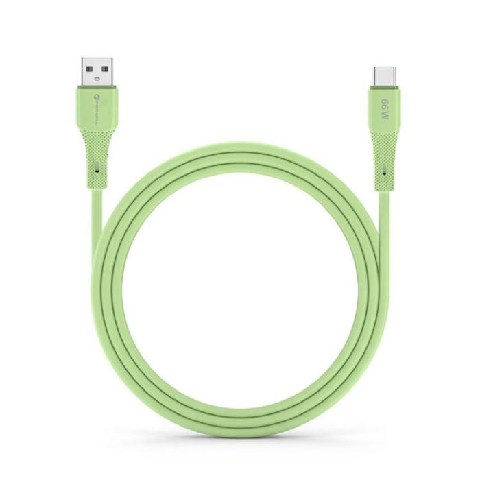 Forcell - FORCELL USB-A till USB-C 66W Kabel 3A 1m QC4.0 Silikon C342 - Grön