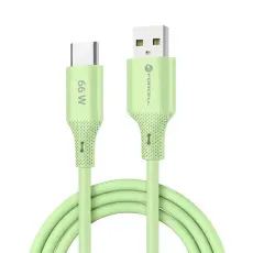 Forcell - FORCELL USB-A till USB-C 66W Kabel 3A 1m QC4.0 Silikon C342 - Gr&ouml;n