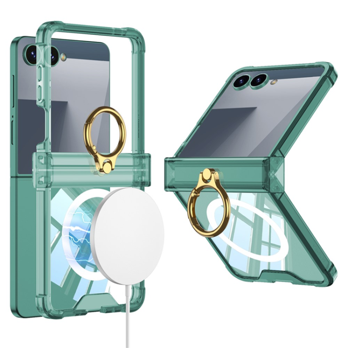 GKK - GKK Galaxy Z Flip 7 Mobilskal med Ringhållare Airbag - Grön