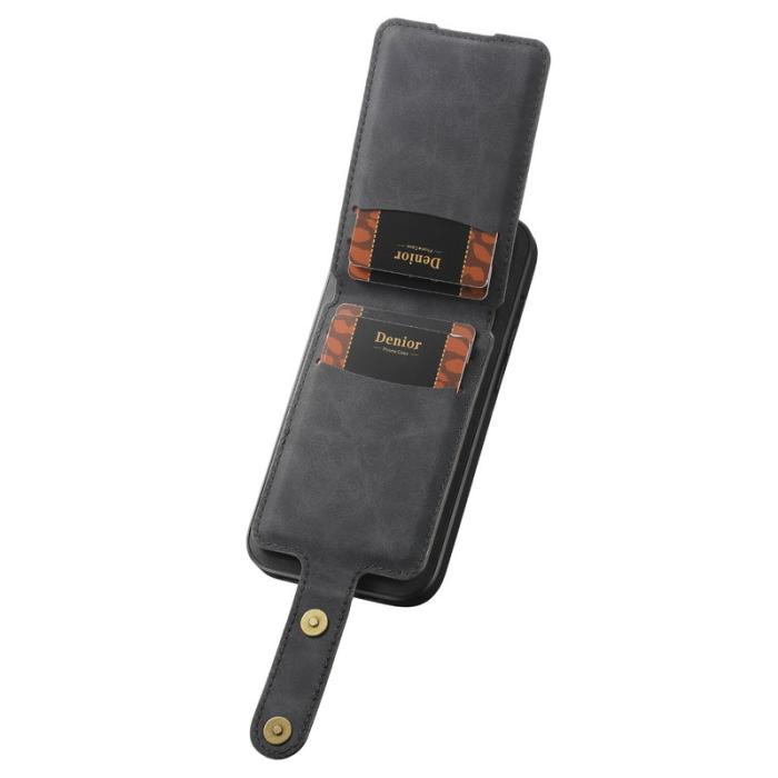 DENIOR - DENIOR D14 Mobilskal till iPhone 14 Plus Läder + TPU + PC Svart