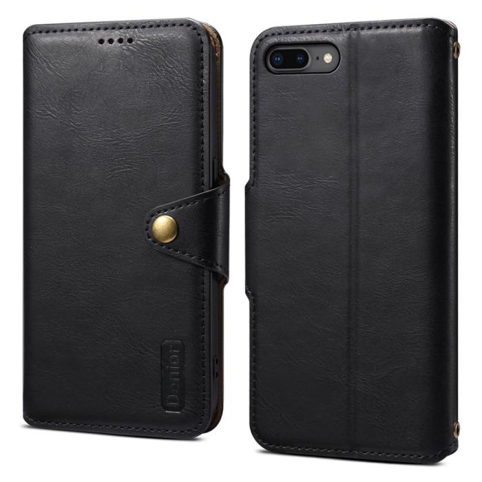 DENIOR - DENIOR iPhone 7 Plus / 8 Plus Plånboksfodral Konstläder Svart