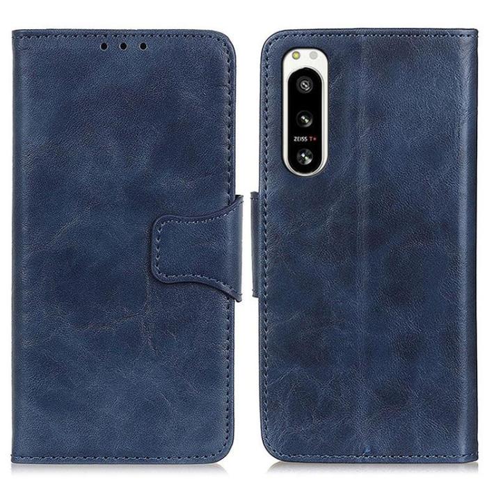 OEM - Sony Xperia 5 IV Plånboksfodral Äkta Läder Crazy Horse - Blå