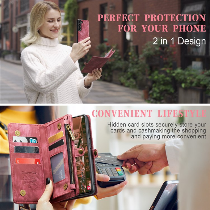 Caseme - Caseme Galaxy S23 Plånboksfodral Detachable - Röd