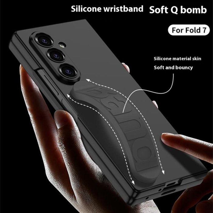 GKK - GKK Galaxy Z Fold 7 Mobilskal Med Silikon Handled Rem - Grå