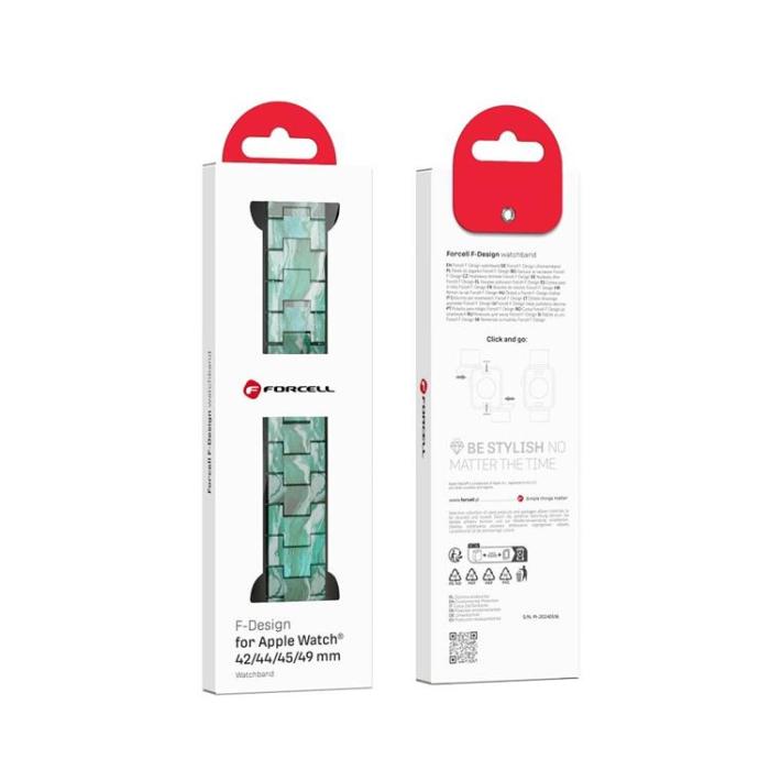 Forcell - Forcell Apple Watch (42/44/45/49mm) Armband Marble Resin - Grön