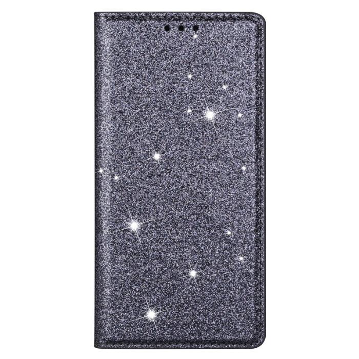 OEM - Mobilskal till Samsung Galaxy S26 Glittrande Konstläder + TPU Kortfack - Grå