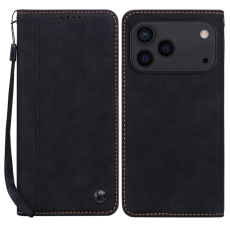 A-One Brand - iPhone 17 Pro Plånboksfodral med Rem Lines Pattern - Svart