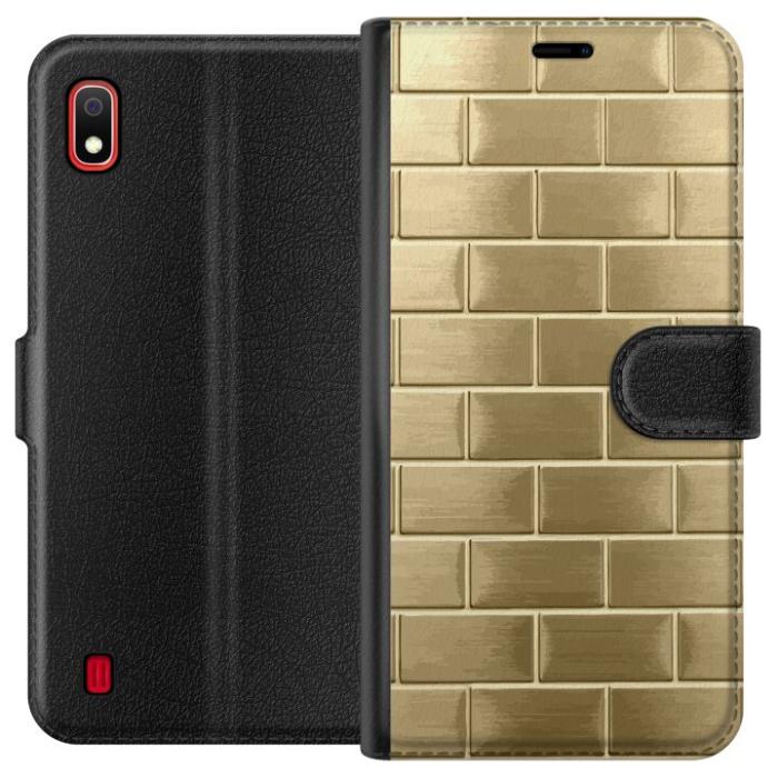 iSecrets - Plånboksfodral till Samsung Galaxy A10 med Gyllene Murstenar