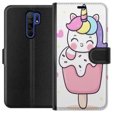 iSecrets - Plånboksfodral till Xiaomi Redmi 9 med Glad enhörning