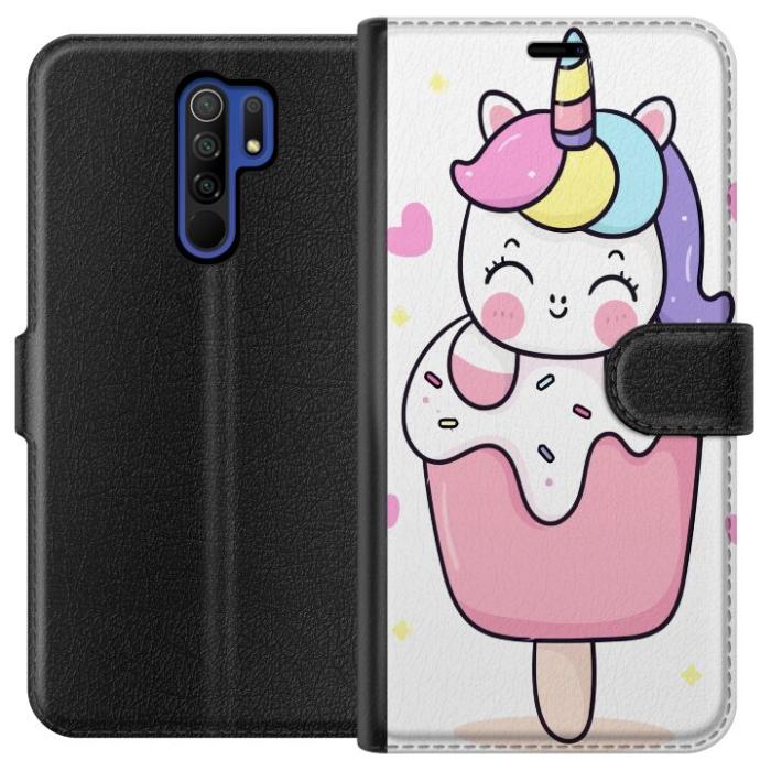 iSecrets - Plånboksfodral till Xiaomi Redmi 9 med Glad enhörning