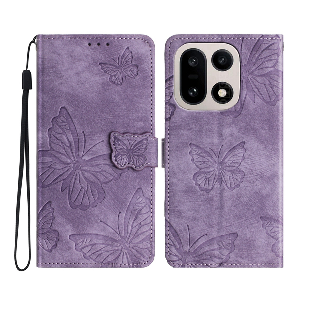 OnePlus 15 5G Konstläder Plånboksfodral Butterfly Skin-Touch (Lila) | 2353 | AlltMobil