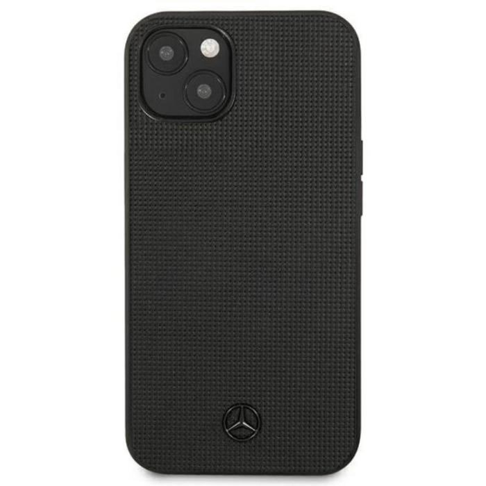 Mercedes - Mercedes iPhone 13 Skal Läder Meshed Metal Logo - Svart