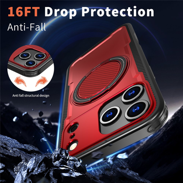 A-One Brand - iPhone 17 Pro Max Mobilskal MagSafe TPU+PC Kickstand - Röd