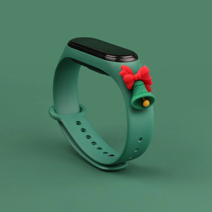 OEM - Xiaomi Mi Smart Band 5/6 Silikon Strap Xmas Bell - Mörkgrön