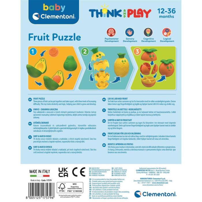 CLEMENTONI - CLEMENTONI Fruit Puzzle Logikset (100% Återvunnet)