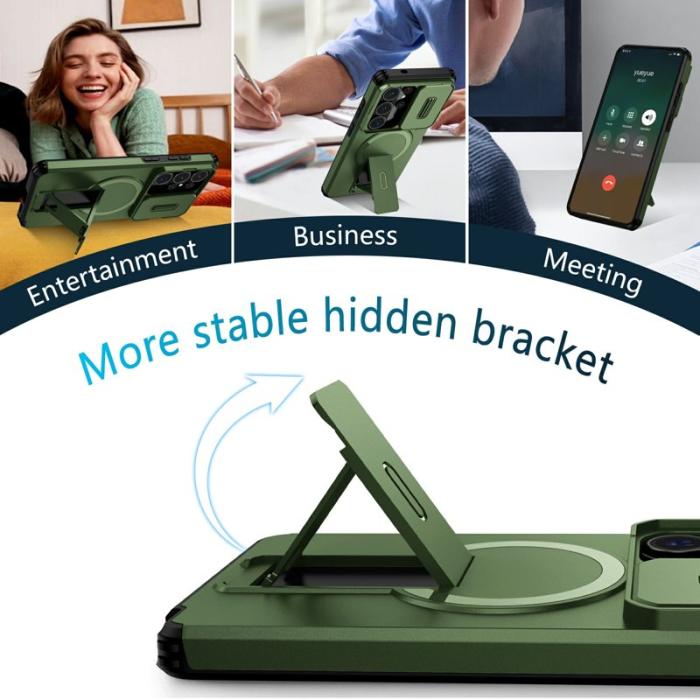 OEM - Mobilskal för Samsung Galaxy S26 Ultra Magnetiskt Kickstand PC + TPU - Grön