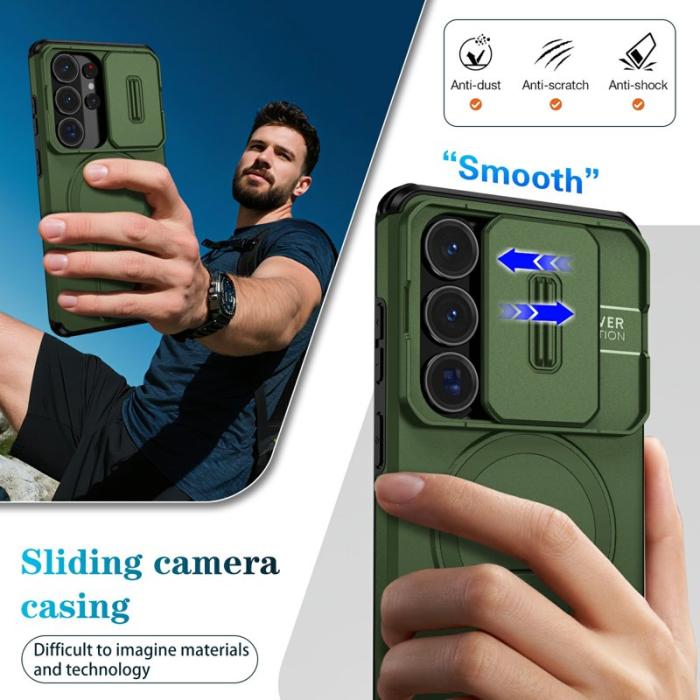 OEM - Mobilskal för Samsung Galaxy S26 Ultra Magnetiskt Kickstand PC + TPU - Grön