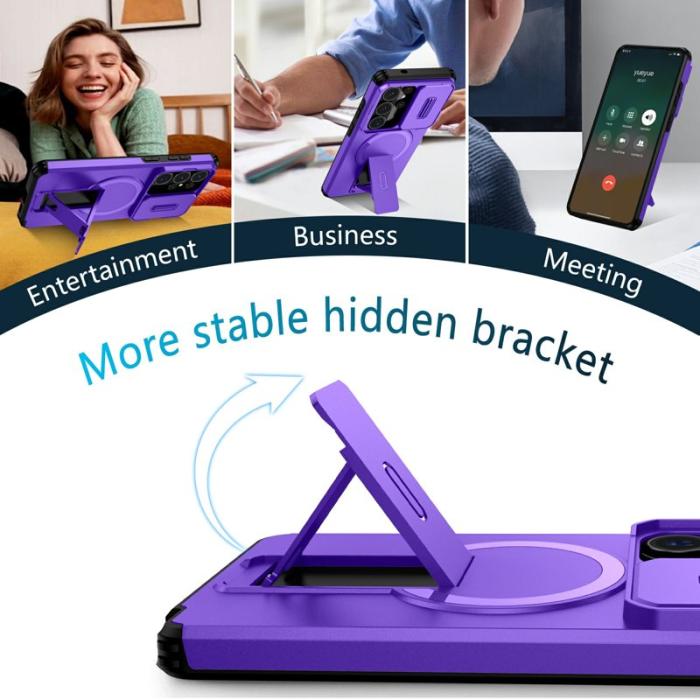 OEM - Mobilskal för Samsung Galaxy S26 Ultra Magnetiskt Kickstand PC + TPU - Lila