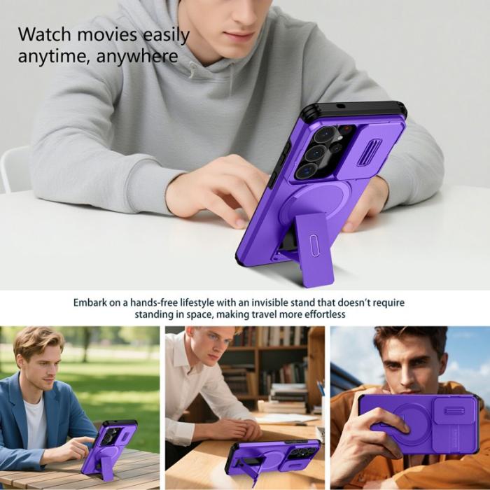 OEM - Mobilskal för Samsung Galaxy S26 Ultra Magnetiskt Kickstand PC + TPU - Lila