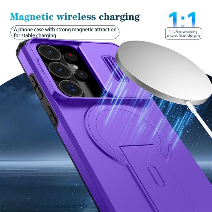 OEM - Mobilskal för Samsung Galaxy S26 Ultra Magnetiskt Kickstand PC + TPU - Lila