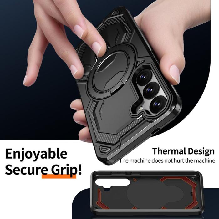 OEM - Mobilskal för Samsung Galaxy S26 Magnetiskt Ring Kickstand PC + TPU - Svart