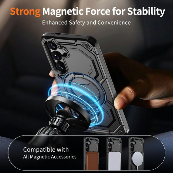 OEM - Mobilskal för Samsung Galaxy S26 Magnetiskt Ring Kickstand PC + TPU - Svart