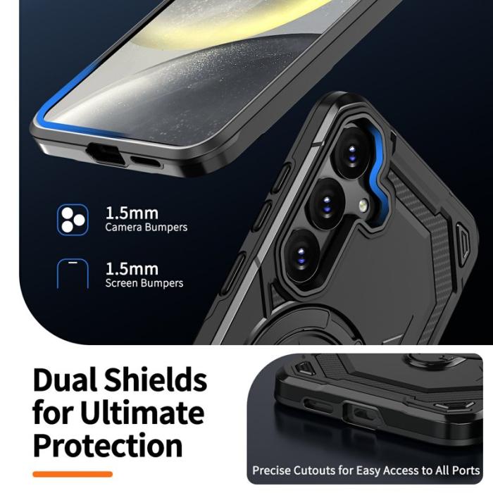 OEM - Mobilskal för Samsung Galaxy S26 Magnetiskt Ring Kickstand PC + TPU - Svart