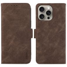 ABEEL - ABEEL iPhone 13 Pro Pl&aring;nboksfodral Konstl&auml;der med Magnetl&aring;s RFID-Skydd - Brun