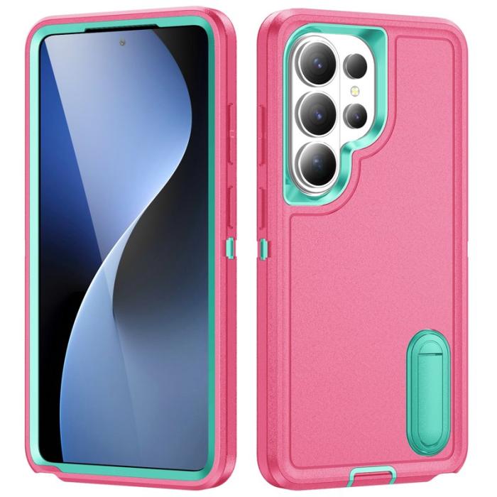 OEM - Mobilskal för Samsung Galaxy S26 Ultra PC + Silikon Anti-Drop Kickstand - Rosa