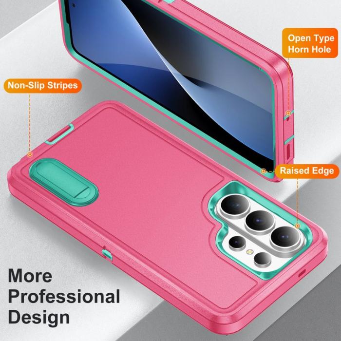 OEM - Mobilskal för Samsung Galaxy S26 Ultra PC + Silikon Anti-Drop Kickstand - Rosa