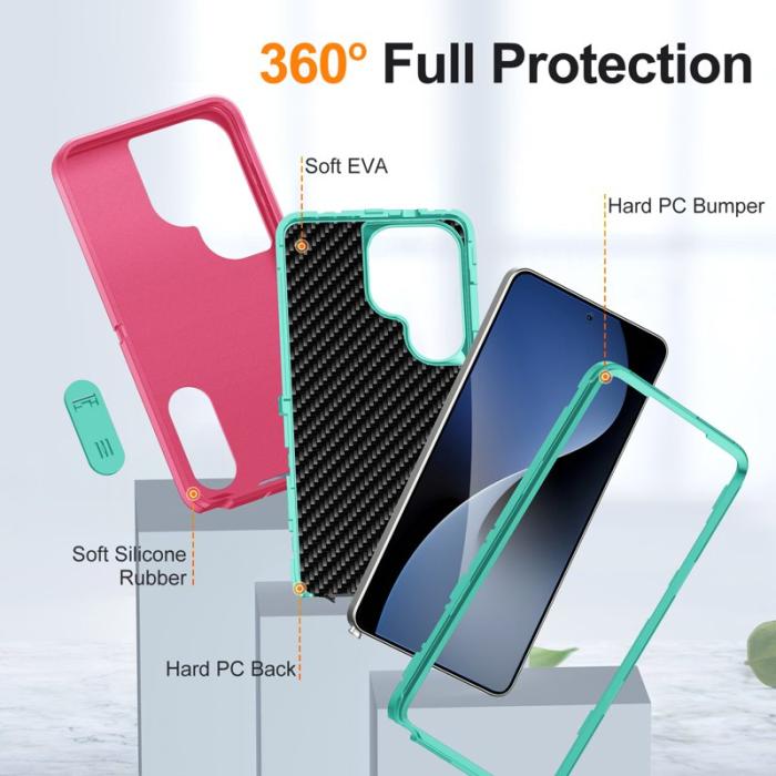 OEM - Mobilskal för Samsung Galaxy S26 Ultra PC + Silikon Anti-Drop Kickstand - Rosa