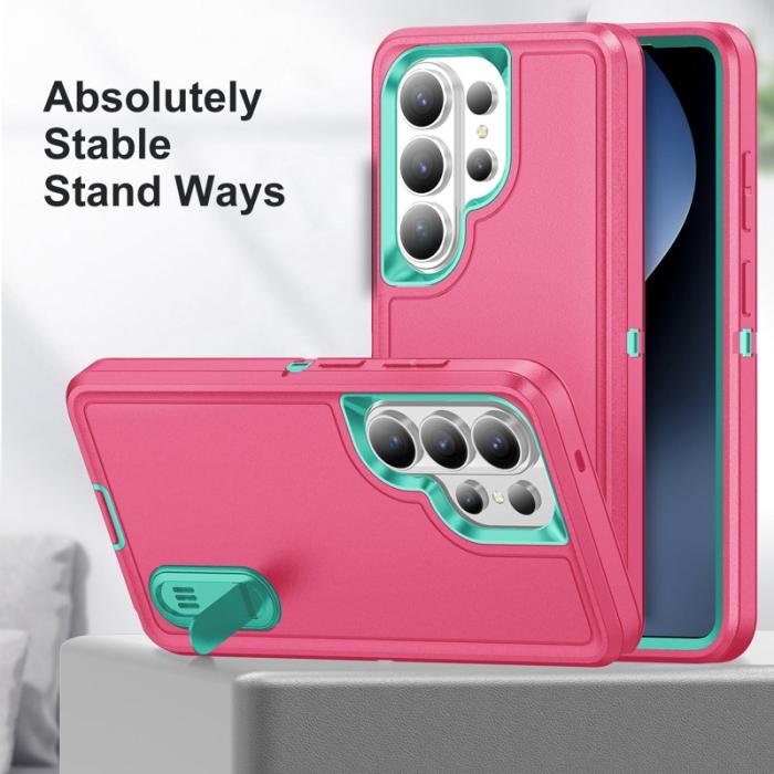 OEM - Mobilskal för Samsung Galaxy S26 Ultra PC + Silikon Anti-Drop Kickstand - Rosa