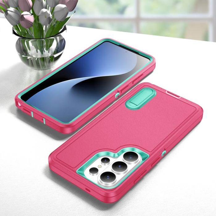 OEM - Mobilskal för Samsung Galaxy S26 Ultra PC + Silikon Anti-Drop Kickstand - Rosa