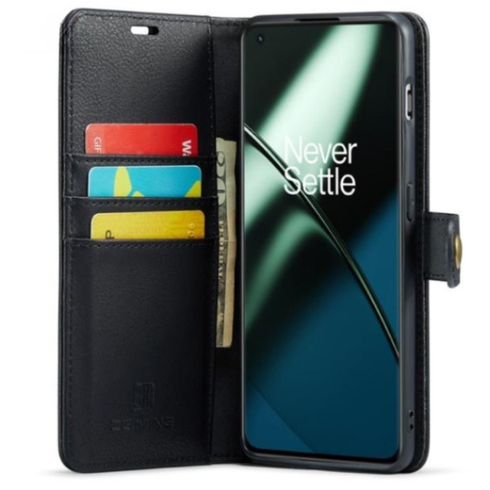 DG.MING - DG.MING OnePlus 11 Plånboksfodral Äkta Läder 2-i-1 - Svart