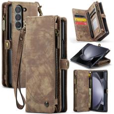 Caseme - CASEME 008 Samsung Galaxy Z Fold5 Pl&aring;nboksfodral Konstl&auml;der med Rem - Brun