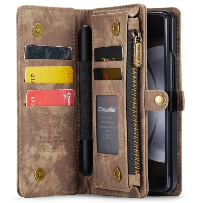 Caseme - CASEME 008 Samsung Galaxy Z Fold5 Plånboksfodral Konstläder med Rem - Brun