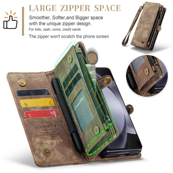 Caseme - CASEME 008 Samsung Galaxy Z Fold5 Plånboksfodral Konstläder med Rem - Brun