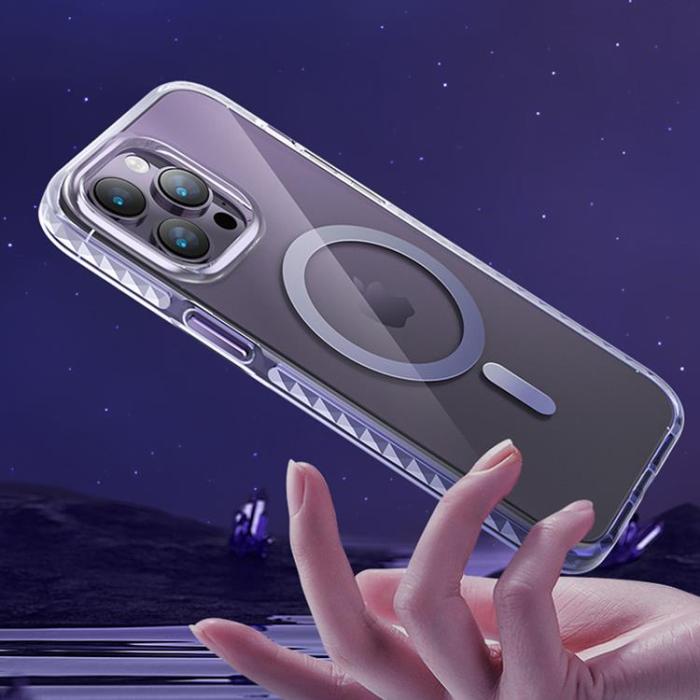 Kingxbar - Kingxbar iPhone 14 Plus Skal Magsafe PQY Ice Crystal - Silver