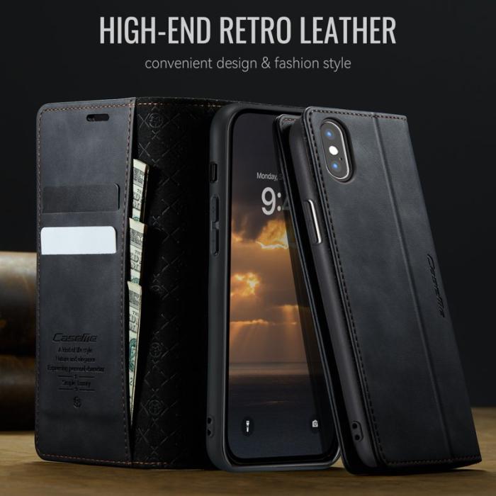 Caseme - CASEME 033 iPhone XS Max Fodral RFID-Skydd Konstläder Svart