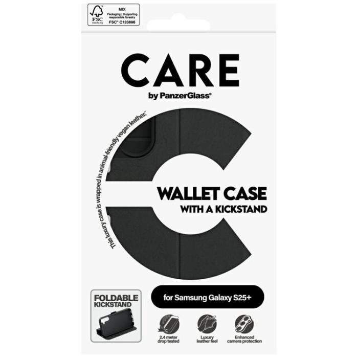 PanzerGlass - Care by PanzerGlass Galaxy S25 Plus Plånboksfodral Kickstand - Svart