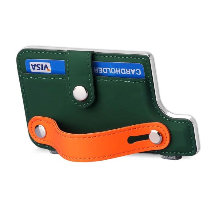 A-One Brand - Korthållare Kickstand PU-läder - Svartgrön