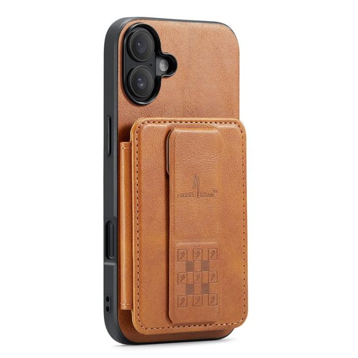 FIERRE SHANN - FIERRE SHANN 024 iPhone 16 Plus Fodral KonstLäder - Brun