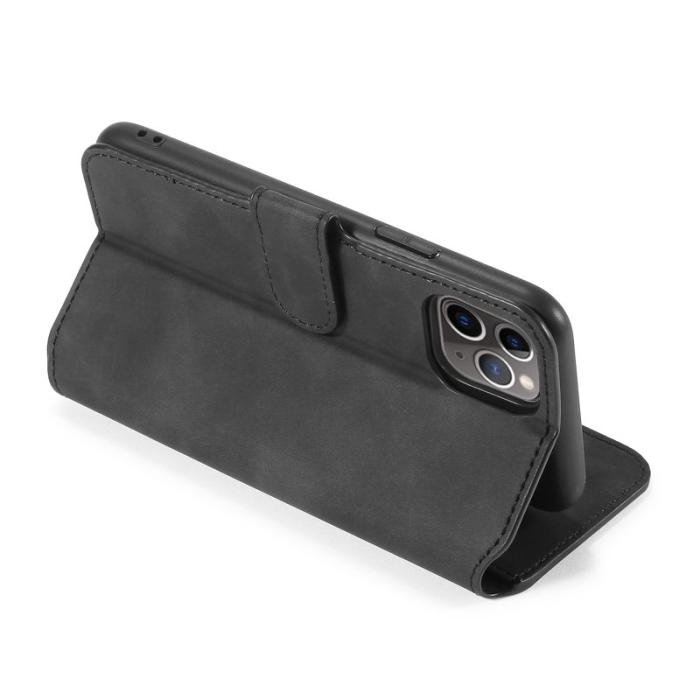 DG.MING - DG.MING Retro Plånboksfodral Konstläder för iPhone 11 Pro Max - Svart